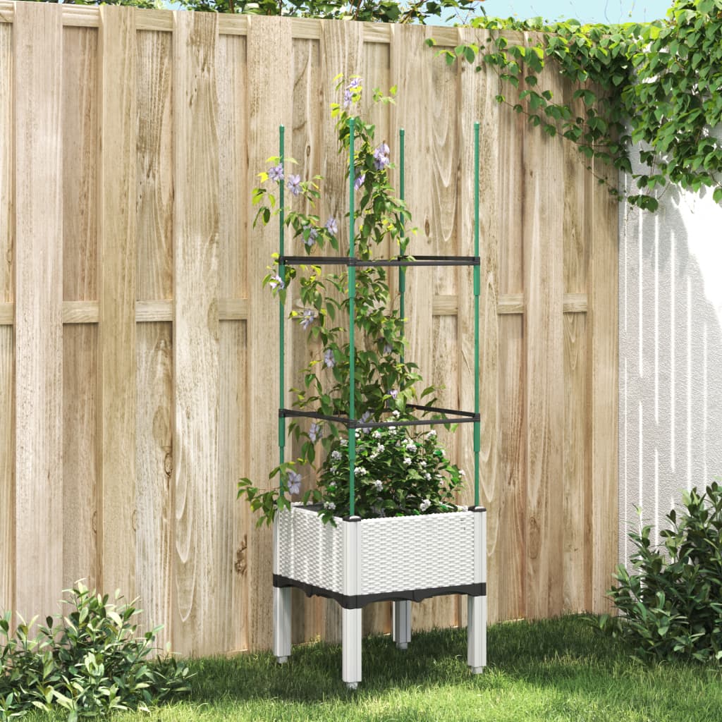 vidaXL Plantenbak met latwerk 40x40x142,5 cm polypropeen blauwgrijs