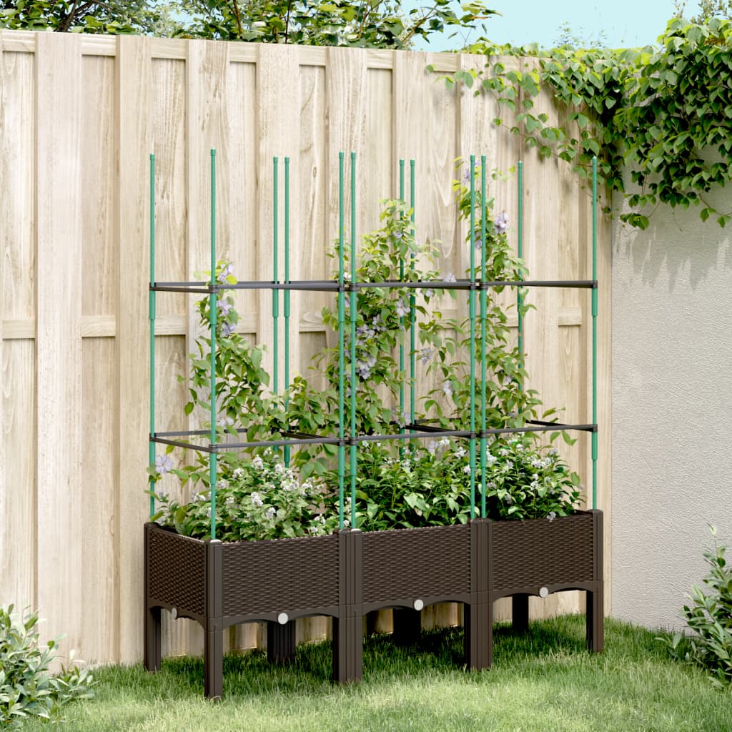 vidaXL Plantenbak met latwerk 40x40x142,5 cm polypropeen blauwgrijs