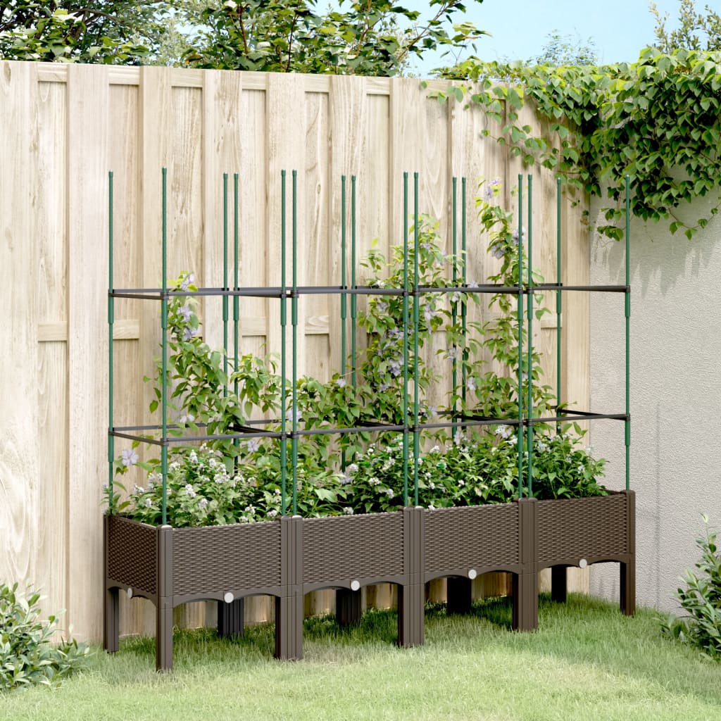 vidaXL Plantenbak met latwerk 40x40x142,5 cm polypropeen blauwgrijs