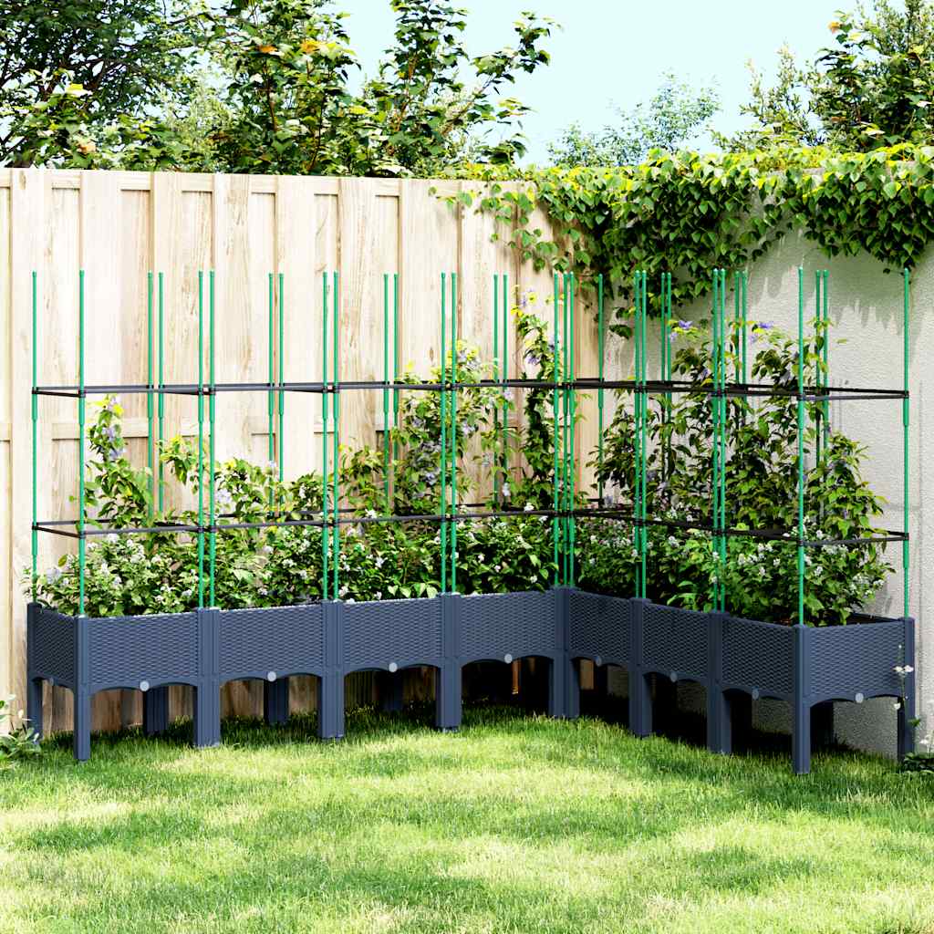 vidaXL Plantenbak met latwerk 40x40x142,5 cm polypropeen blauwgrijs