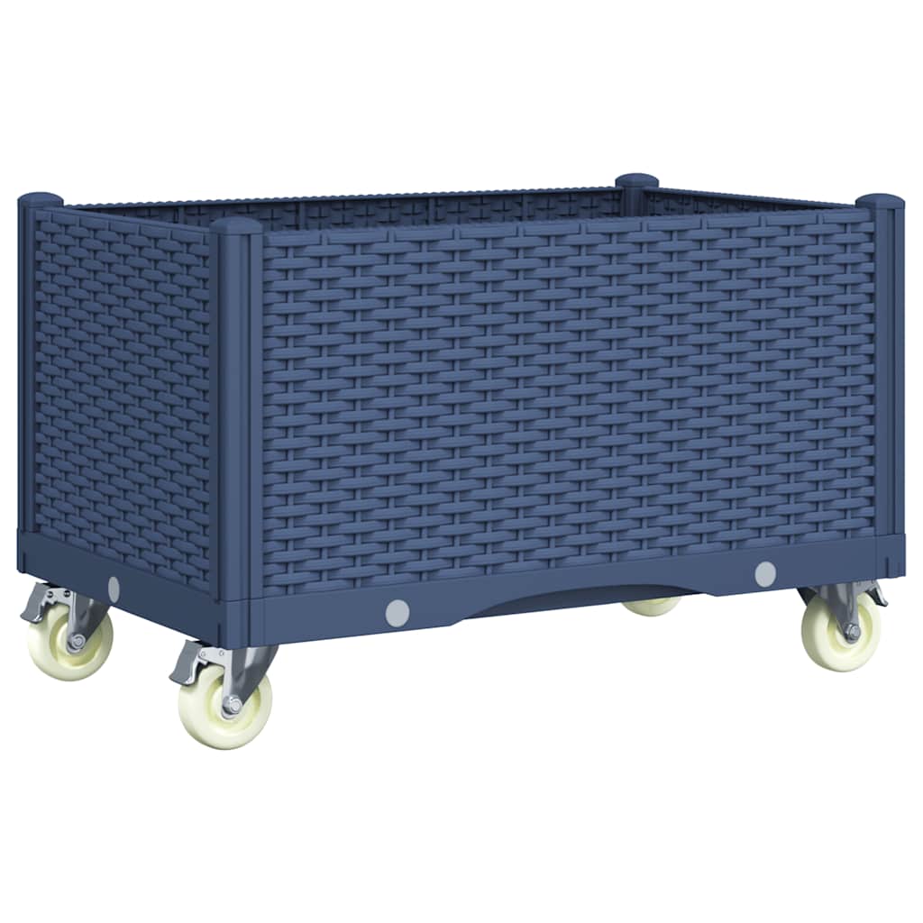 vidaXL Plantenbak met wielen 80x50x54 cm polypropeen blauwgrijs