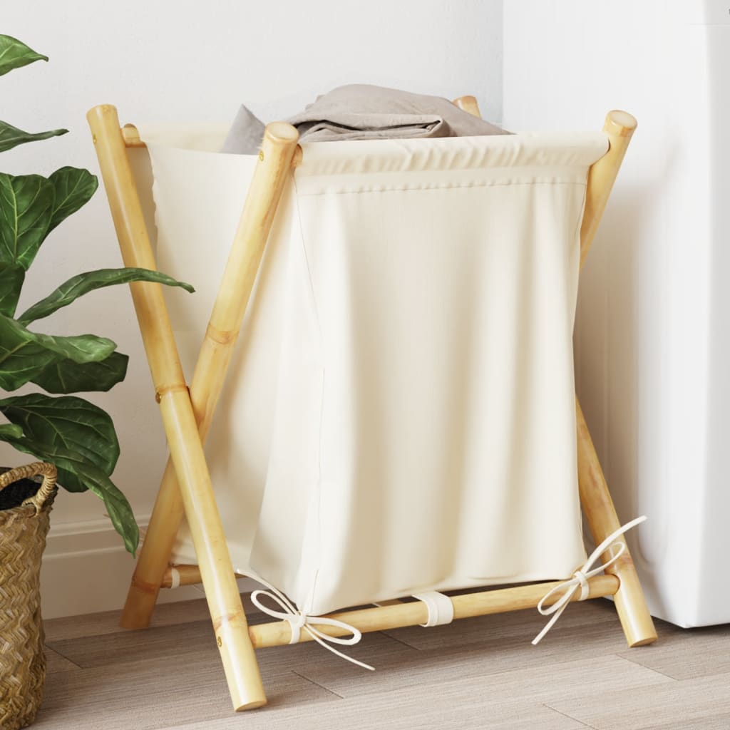 vidaXL Wasmand 41,5x36x63,5 cm bamboe crèmewit
