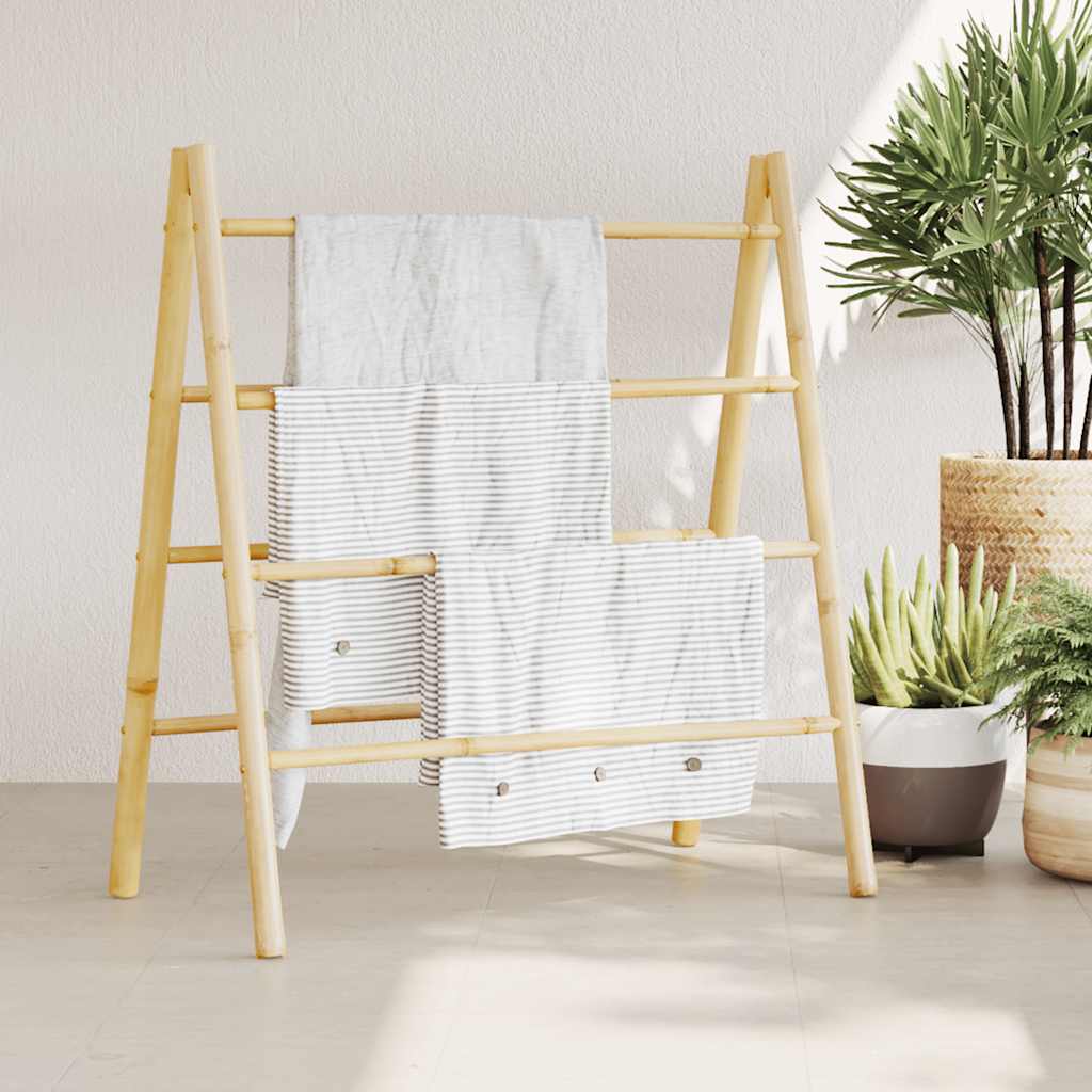 vidaXL Dubbele handdoekenladder met 5 tredes 50x160 cm bamboe