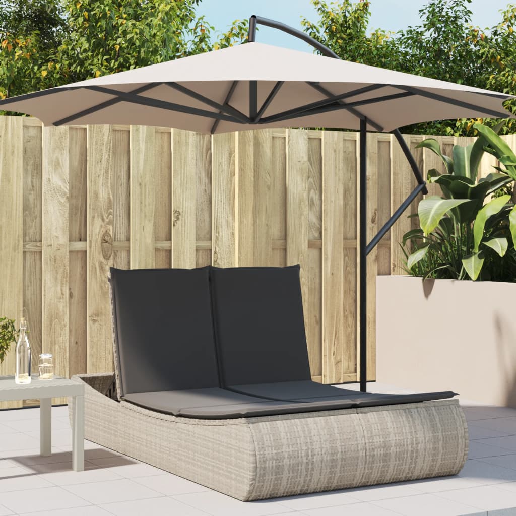 vidaXL Ligbed 2-persoons met kussens poly rattan zwart