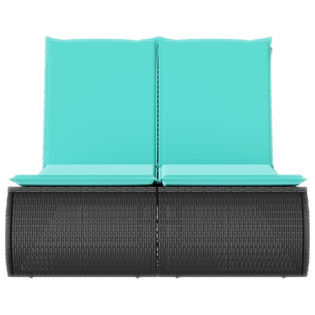 vidaXL Ligbed 2-persoons met kussens poly rattan bruin
