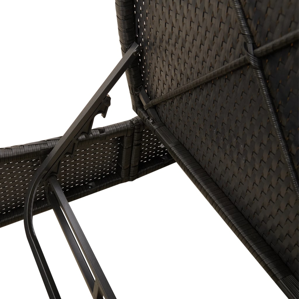 vidaXL Ligbed 2-persoons met kussens poly rattan bruin