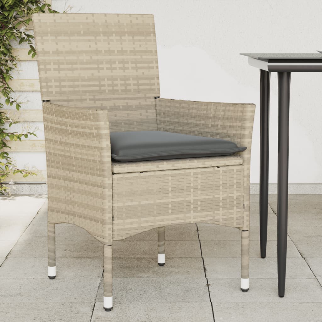 vidaXL Garden Chairs 2 pcs with Cushions Poly Rattan Black