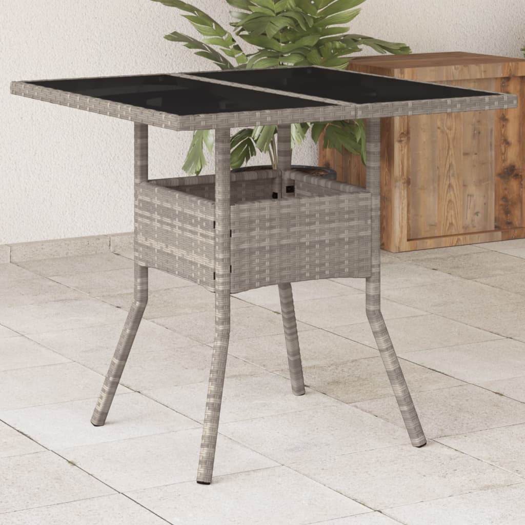 vidaXL Tuintafel met acaciahouten blad 80x80x75 cm poly rattan zwart