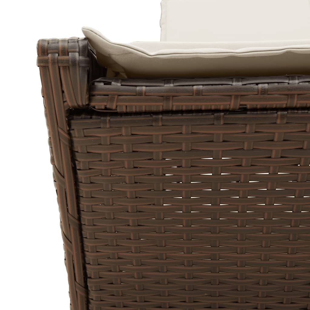 vidaXL 2-Seater Sun Lounger with Cushions Poly Rattan Black