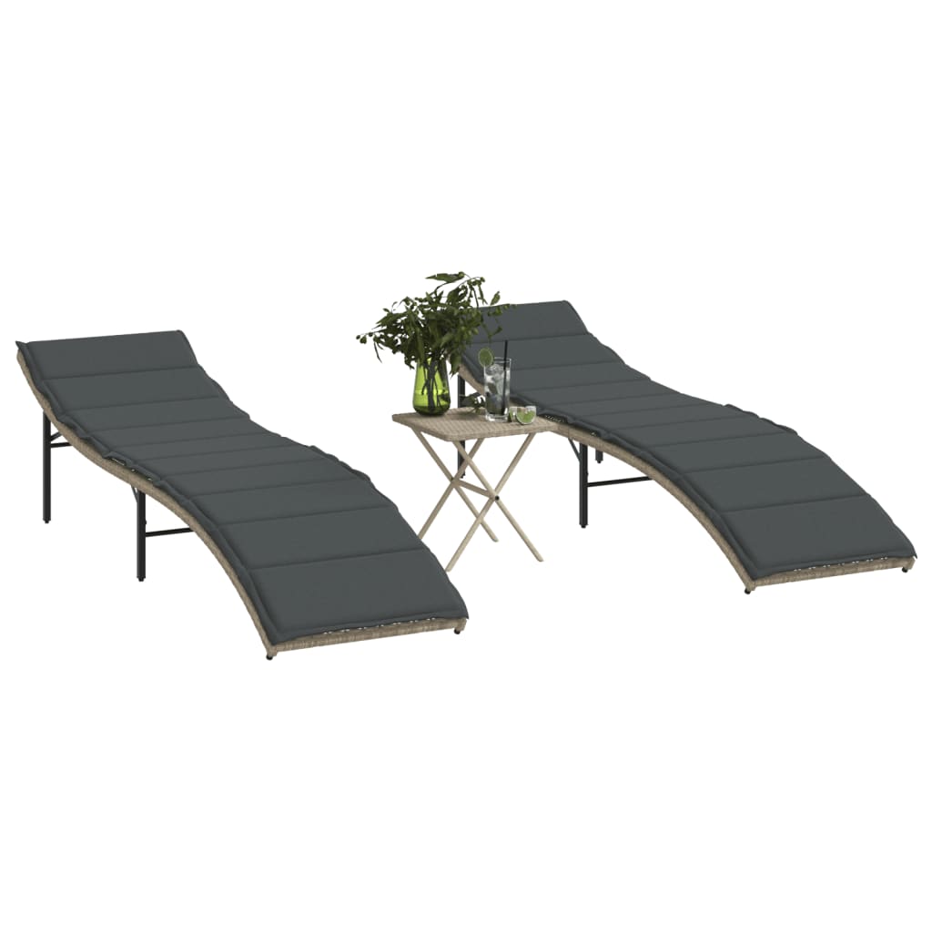 vidaXL Ligbed met kussen 55x199x50 cm poly rattan zwart