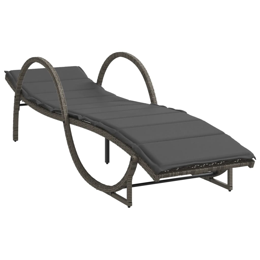 vidaXL Sun Lounger with Cushion 60x199x42 cm Poly Rattan Black