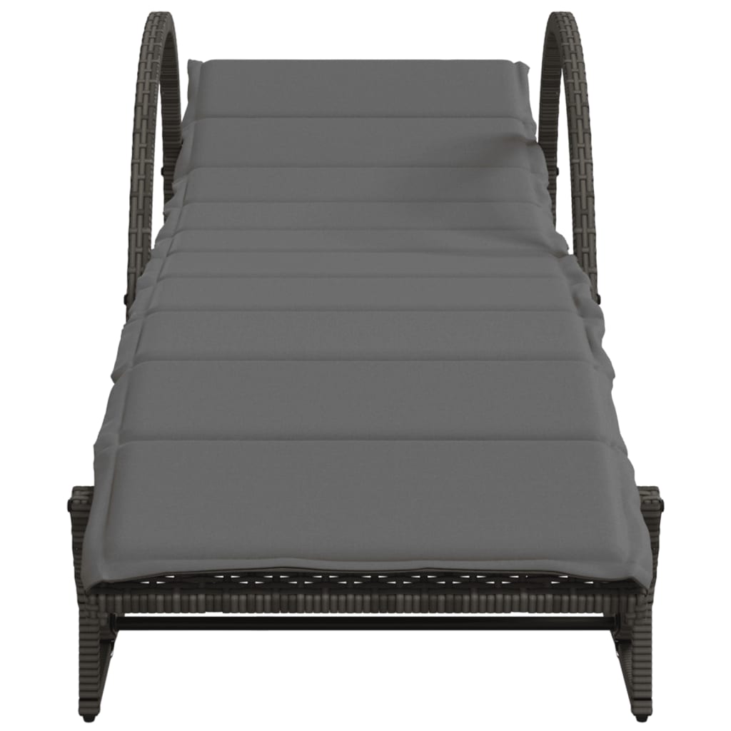 vidaXL Sun Lounger with Cushion 60x199x42 cm Poly Rattan Black