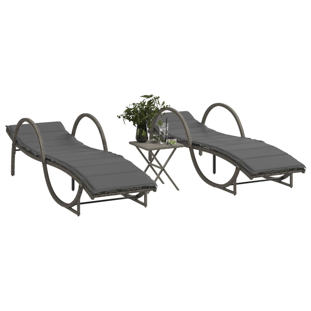 vidaXL Sun Lounger with Cushion 60x199x42 cm Poly Rattan Black