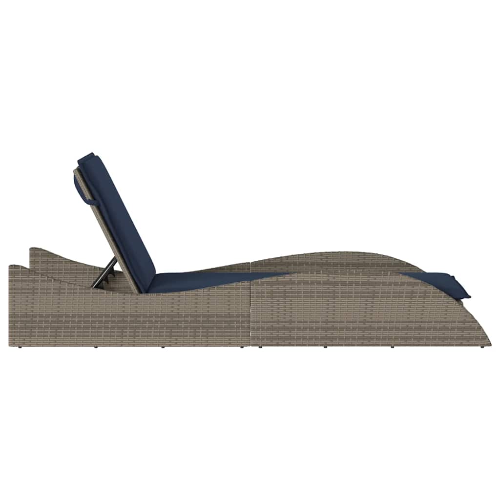 vidaXL Ligbed met kussen grijs 60x205x73 cm poly rattan