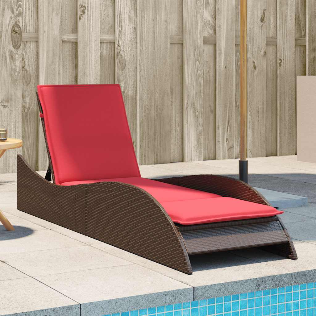 vidaXL Ligbed met kussen grijs 60x205x73 cm poly rattan