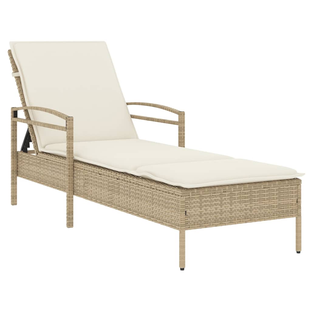 vidaXL Ligbed met kussen 63x200x81 cm poly rattan zwart