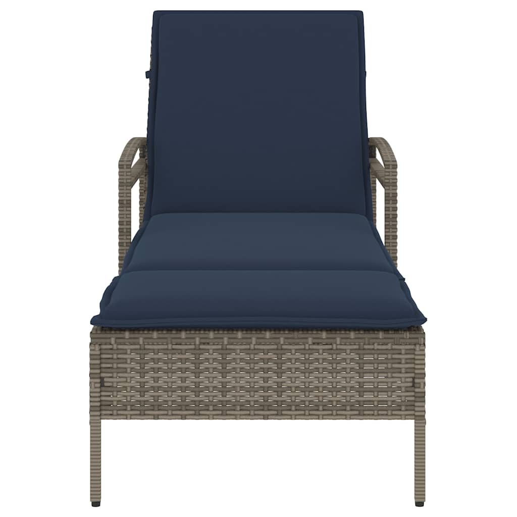 vidaXL Ligbed met kussen grijs 63x200x81 cm poly rattan (alleen VS)