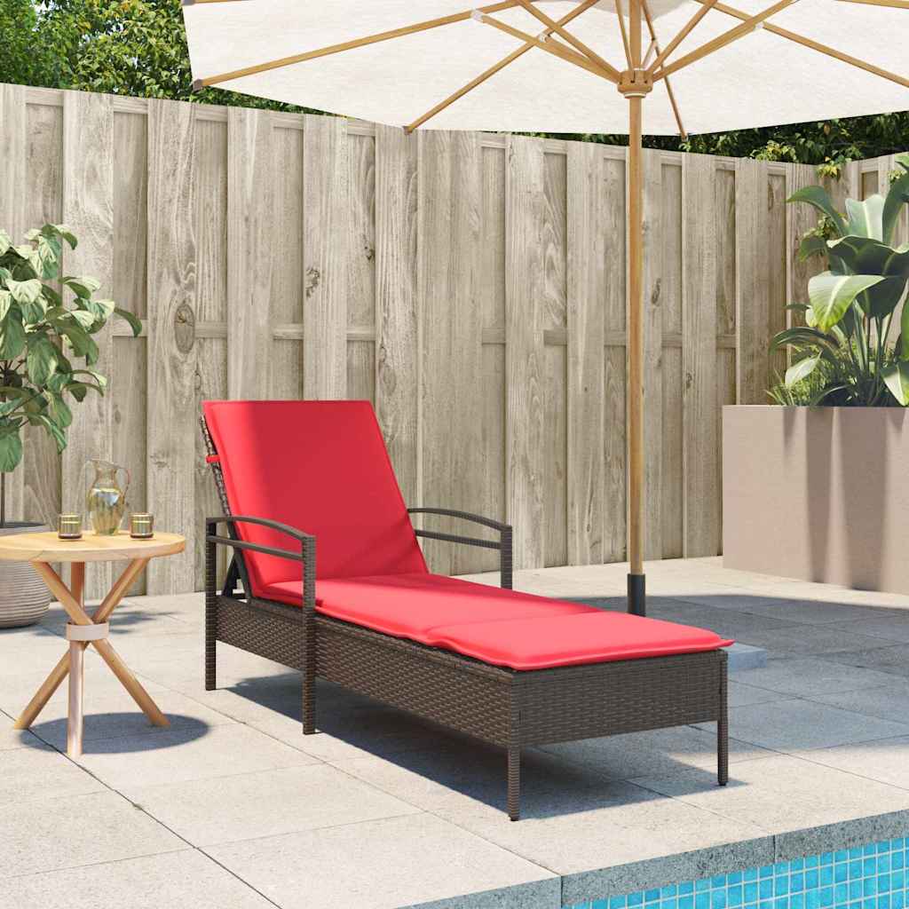 vidaXL Ligbed met kussen grijs 63x200x81 cm poly rattan (alleen VS)