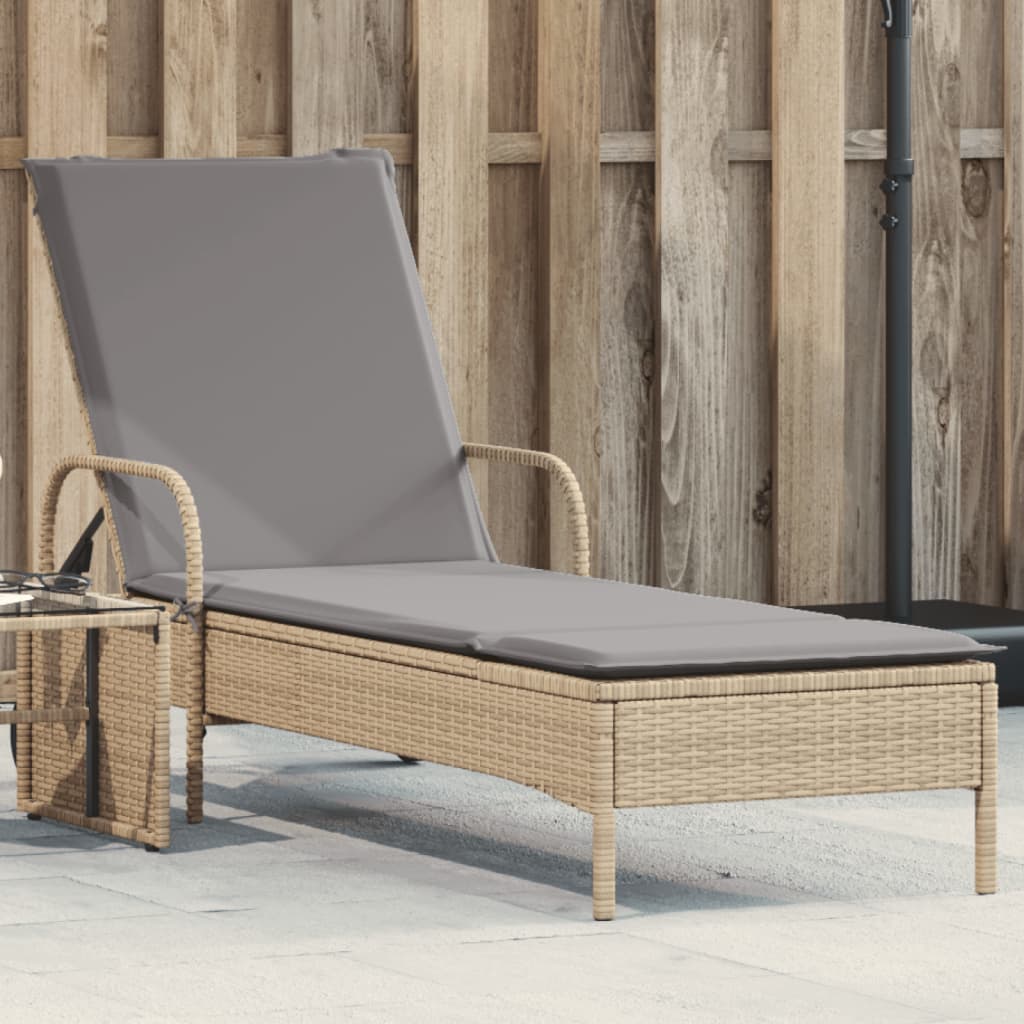vidaXL Ligbed met wielen en kussen poly rattan zwart