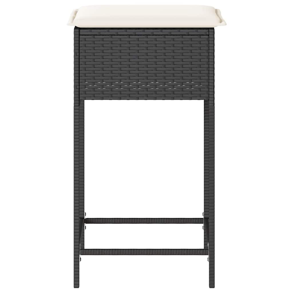 vidaXL Tuinbarkrukken met kussens 2 st poly rattan zwart