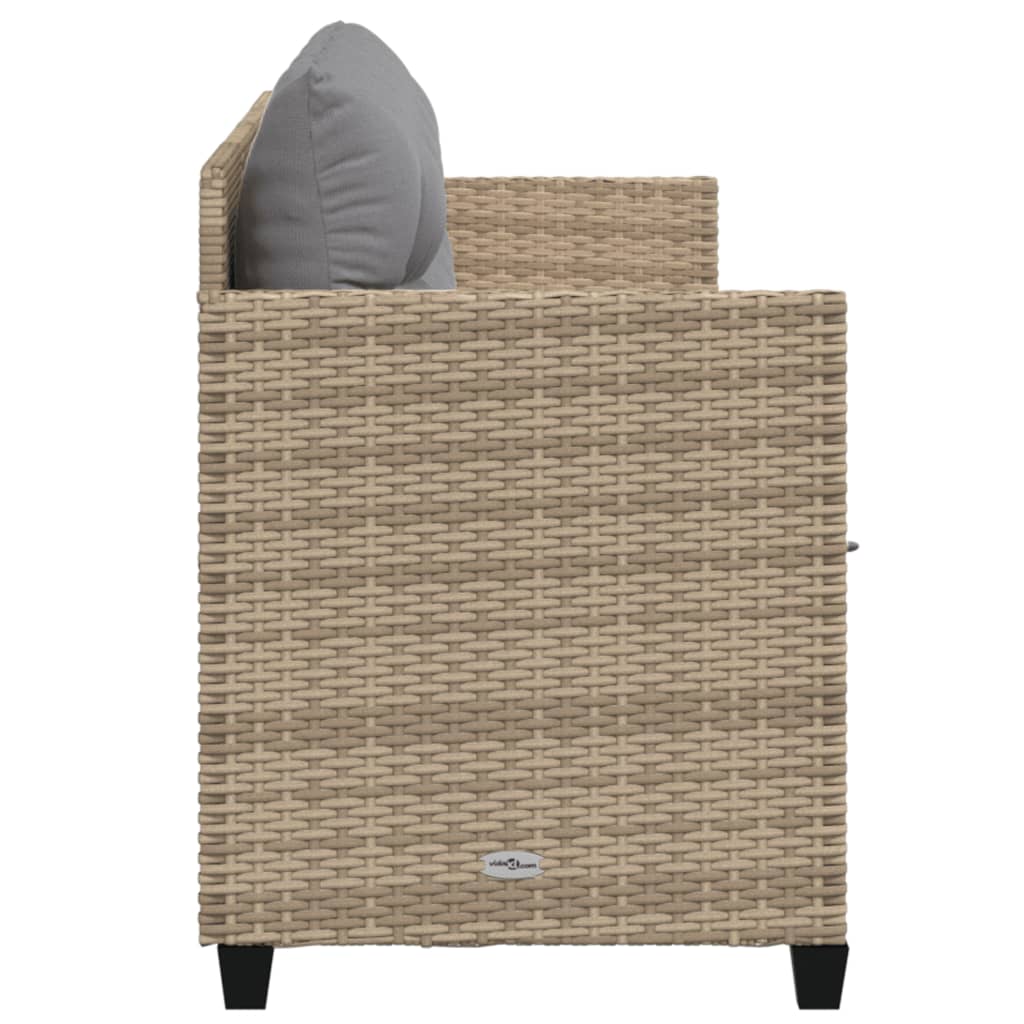 vidaXL Sun Lounger with Cushions Poly Rattan Black