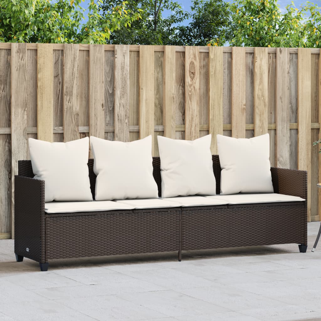 vidaXL Ligbed met kussens poly rattan zwart