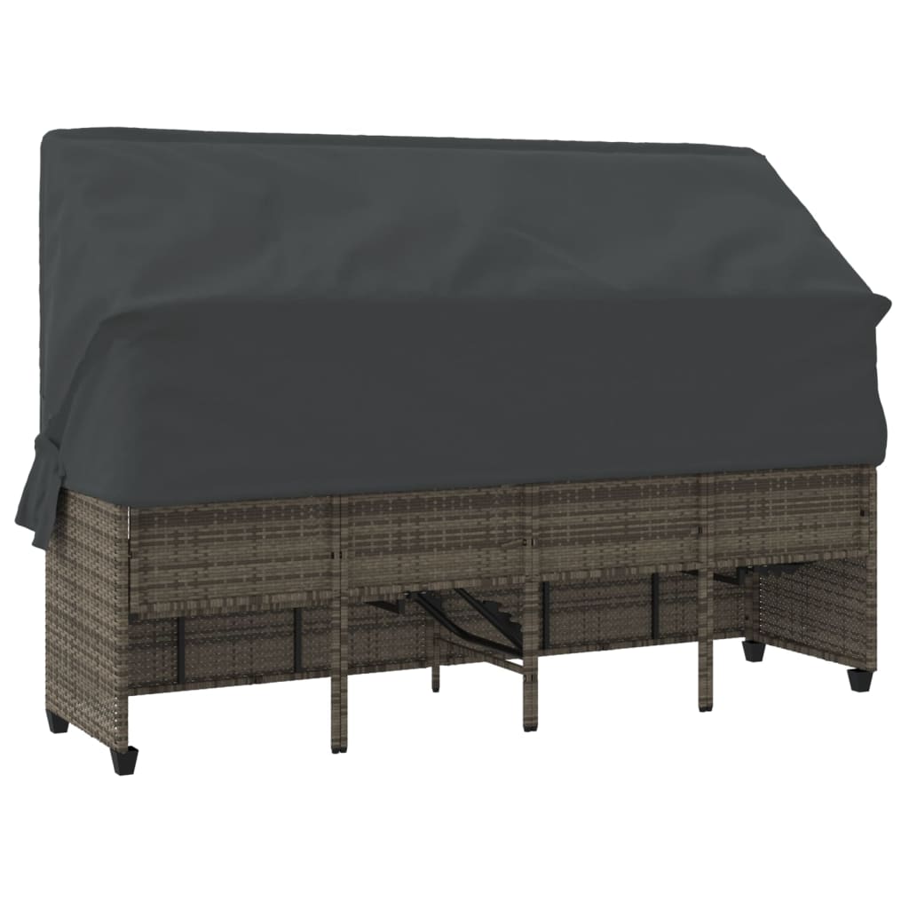 vidaXL Ligbed met kussens poly rattan zwart