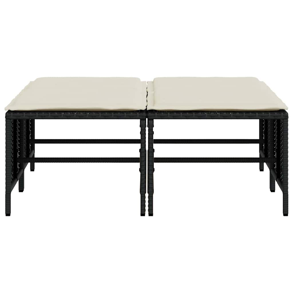 vidaXL Tuinkrukken met kussens 4 st poly rattan zwart