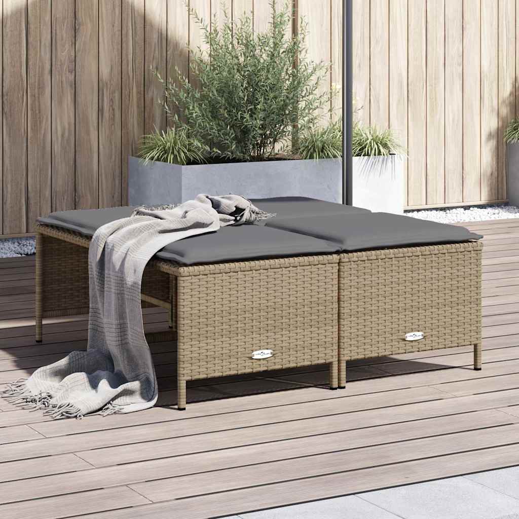 vidaXL Tuinkrukken met kussens 4 st poly rattan zwart