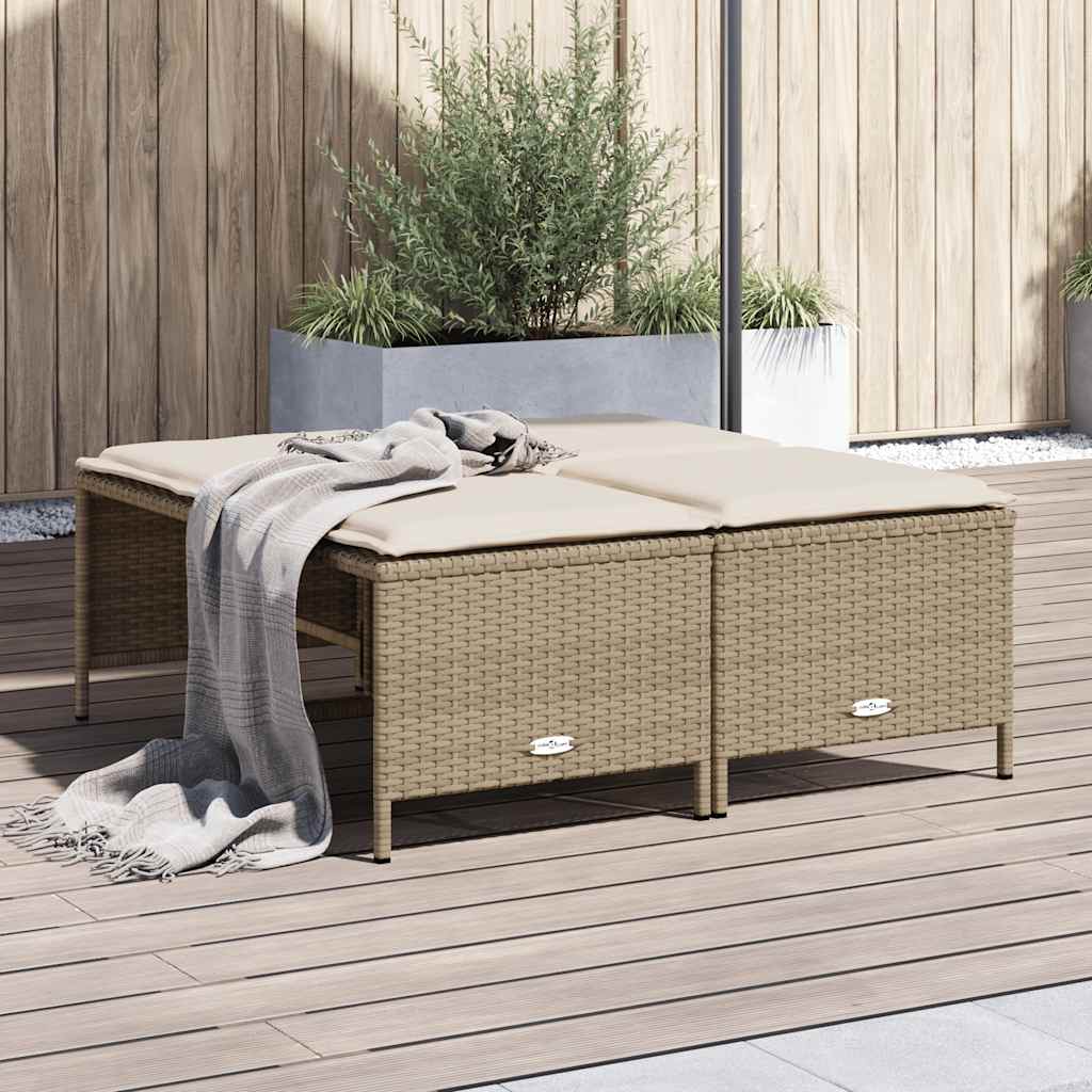 vidaXL Tuinkrukken met kussens 4 st poly rattan zwart
