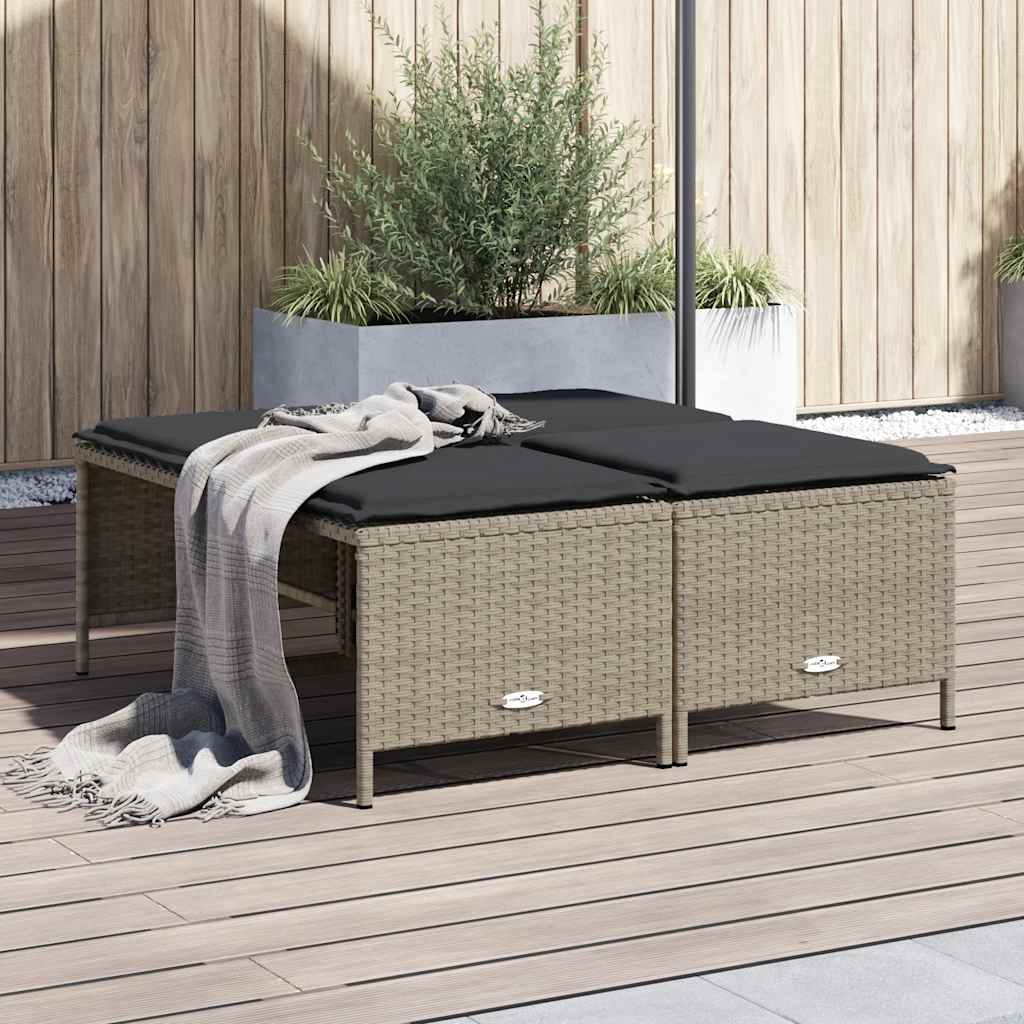 vidaXL Tuinkrukken met kussens 4 st poly rattan zwart