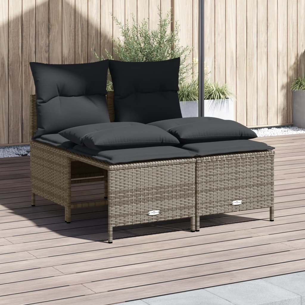 vidaXL 4-delige Loungeset met kussens poly rattan zwart