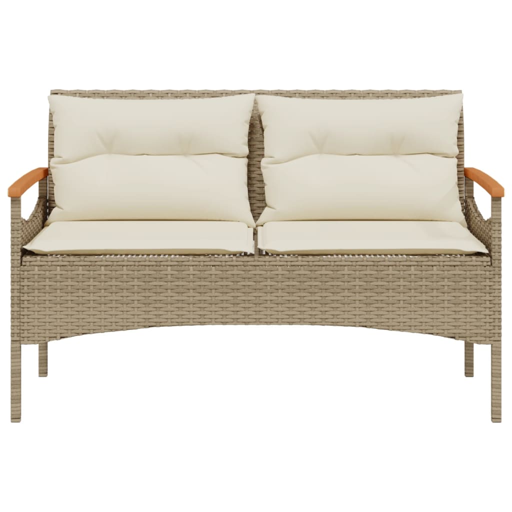 vidaXL Tuinbank met kussens 116x62,5x74 cm poly rattan zwart
