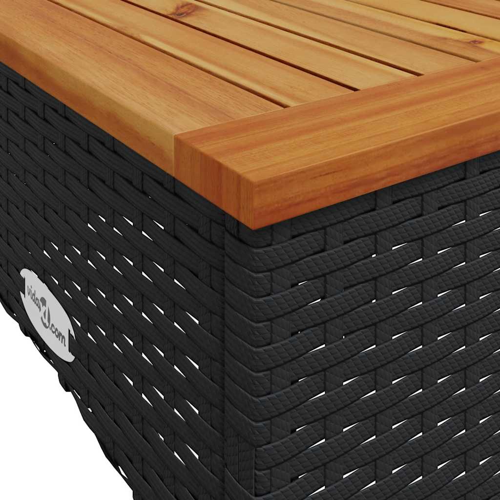 vidaXL 3-delige Loungeset met kussens poly rattan zwart