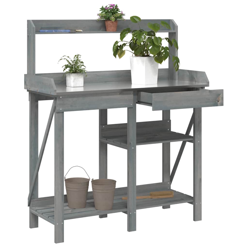 vidaXL Potting Bench with Shelves Solid Pinewood