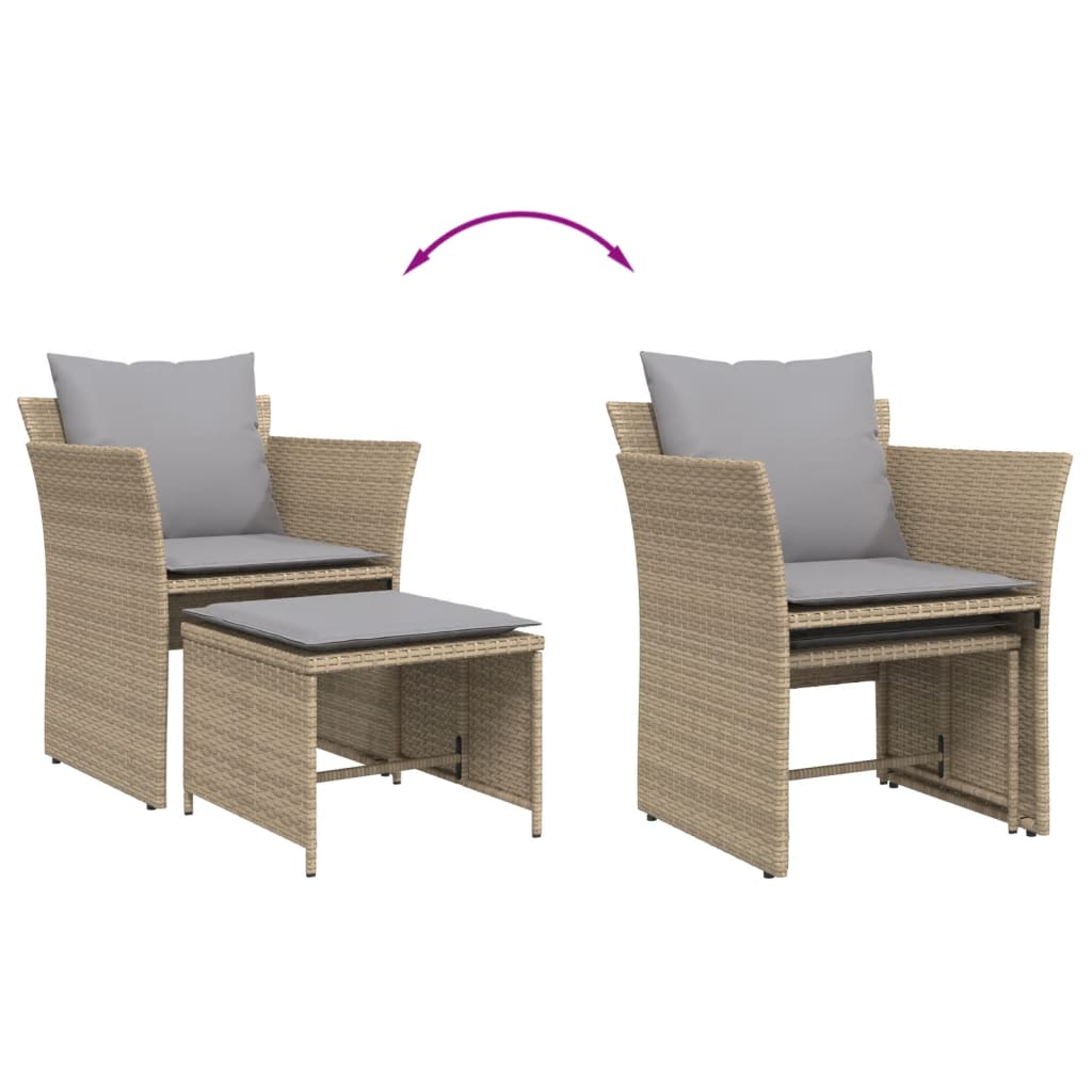 vidaXL Tuinstoel met voetenbank poly rattan zwart