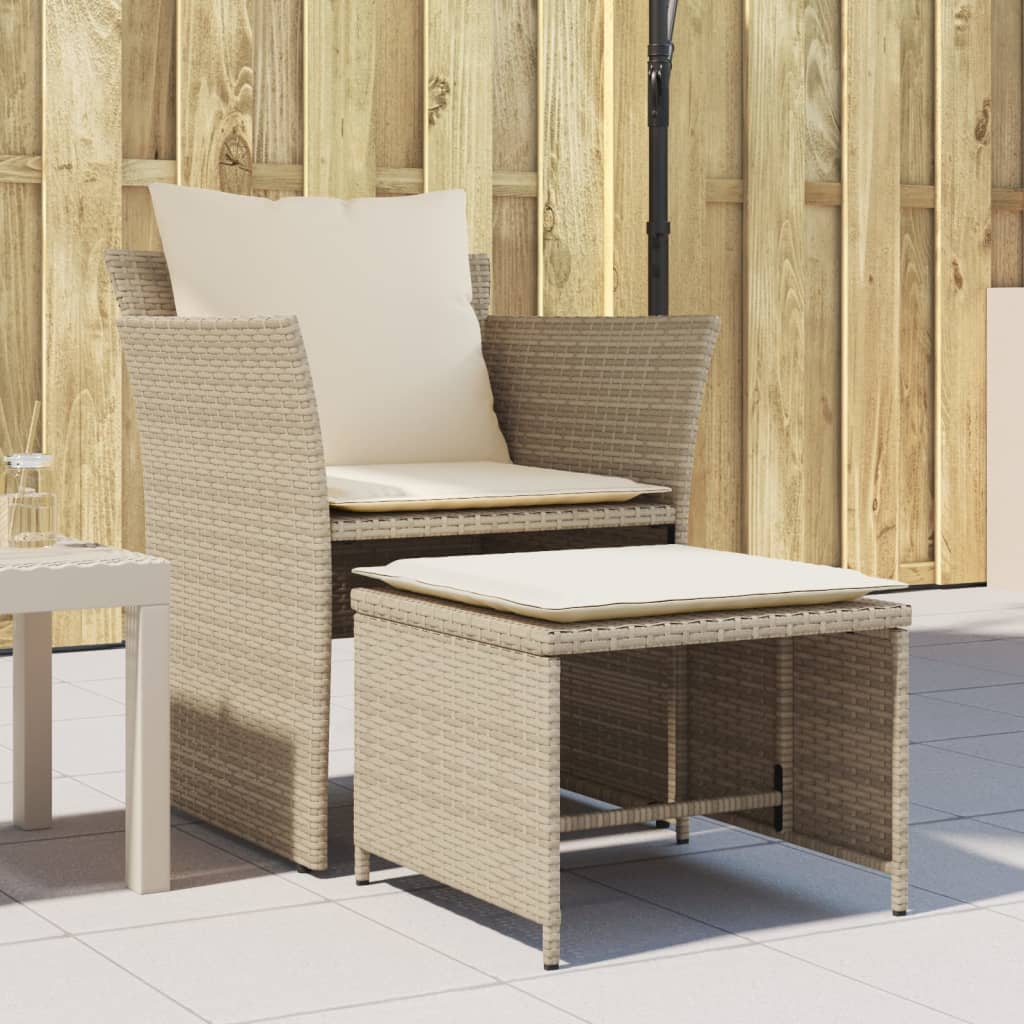 vidaXL Tuinstoel met voetenbank poly rattan zwart