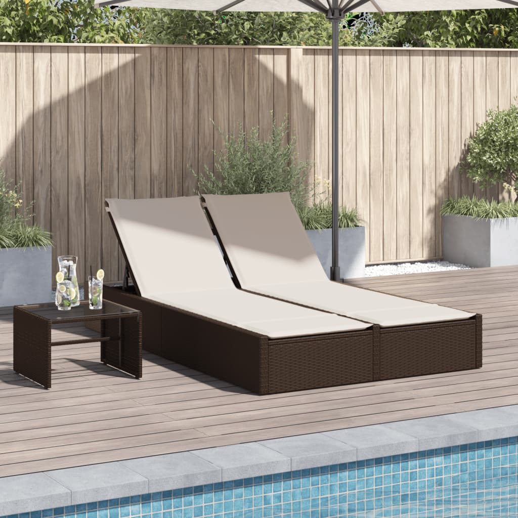 vidaXL Ligbed 2-persoons met kussens poly rattan zwart