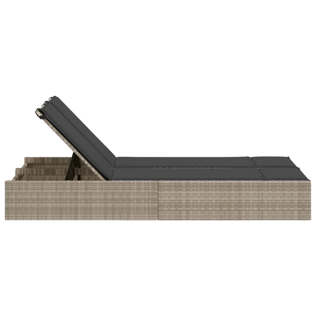 vidaXL Ligbed 2-persoons met kussens poly rattan zwart