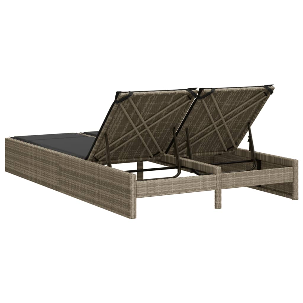 vidaXL Ligbed 2-persoons met kussens poly rattan zwart