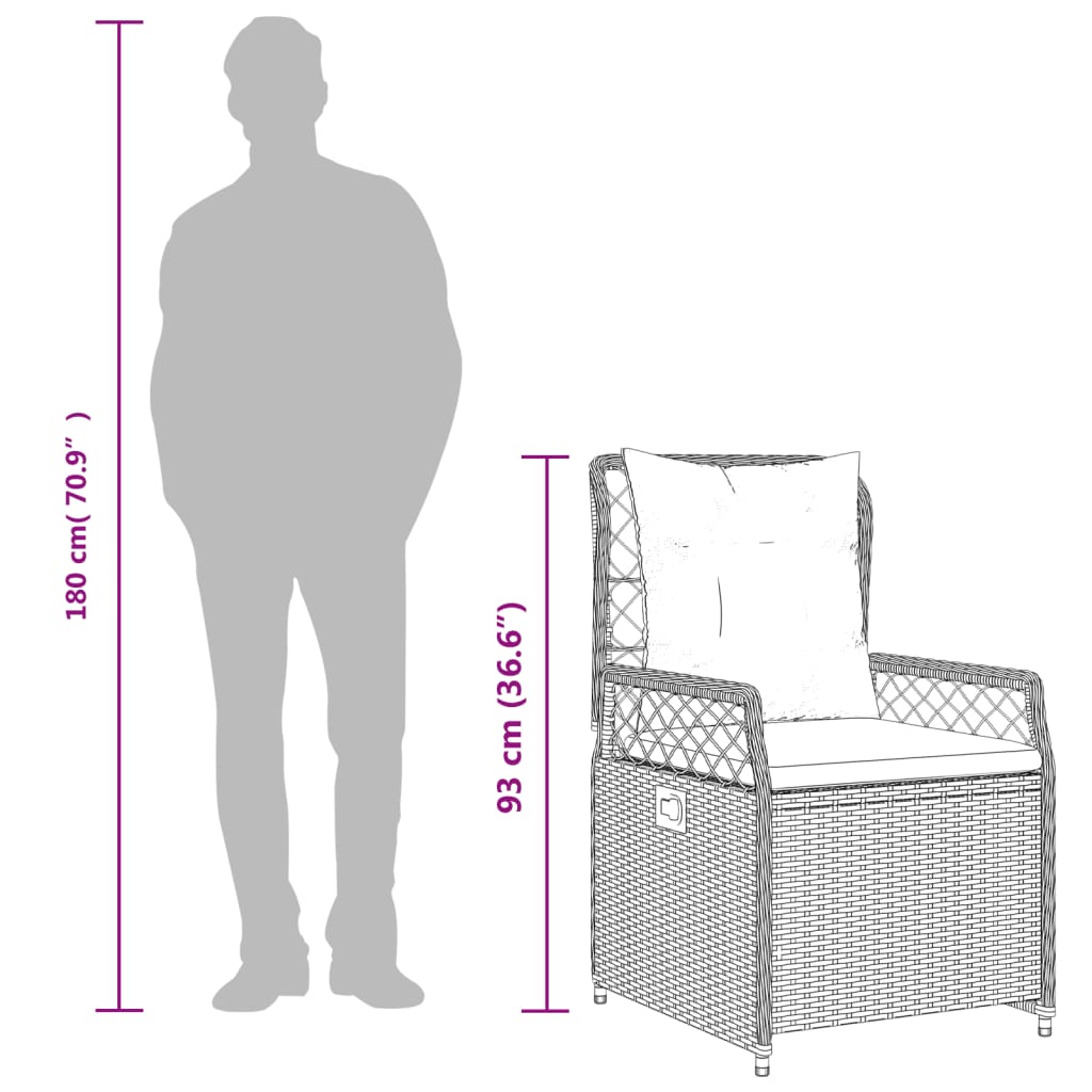vidaXL Tuinstoelen 2 st verstelbaar poly rattan zwart