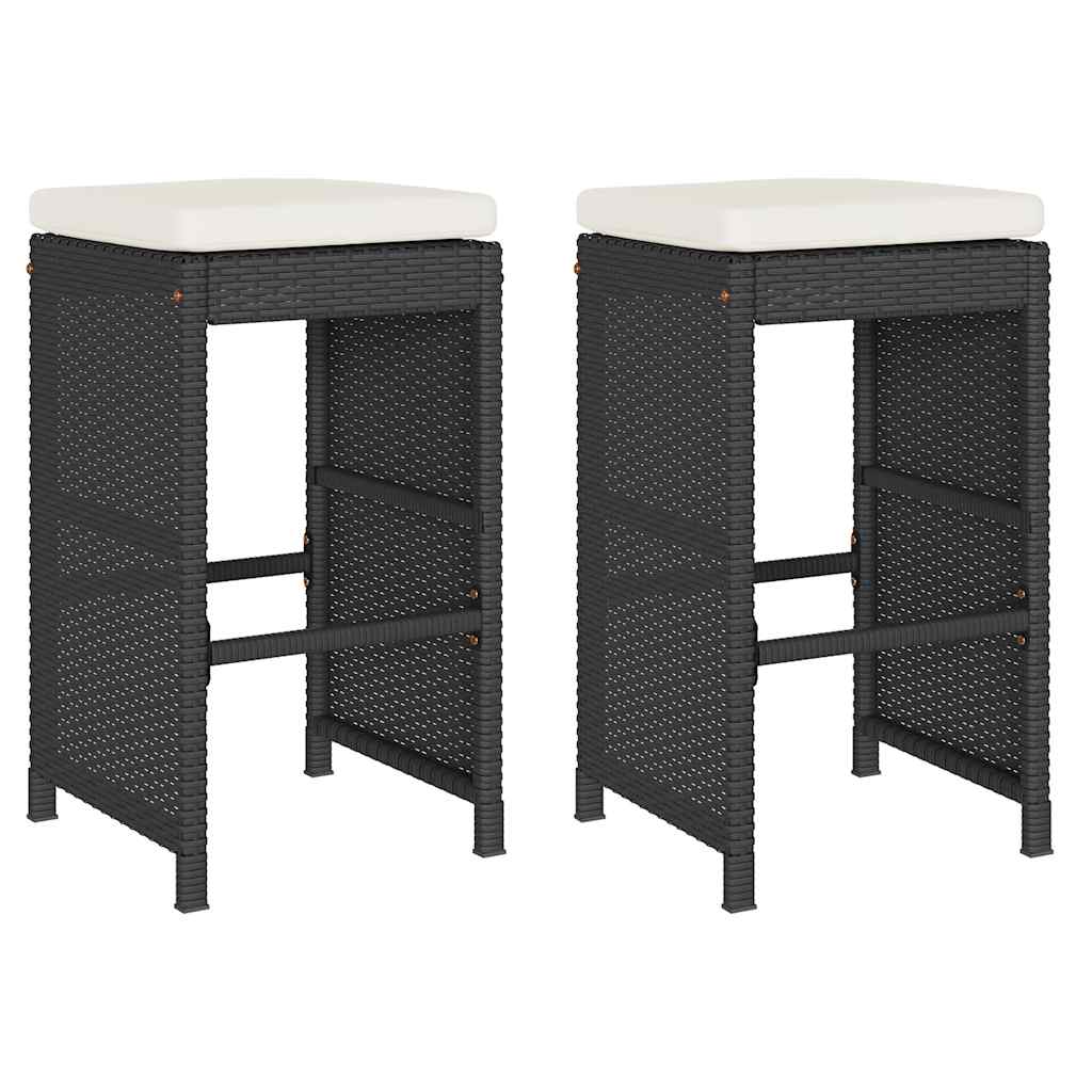 vidaXL Tuinbarkrukken 2 st met kussens poly rattan bruin