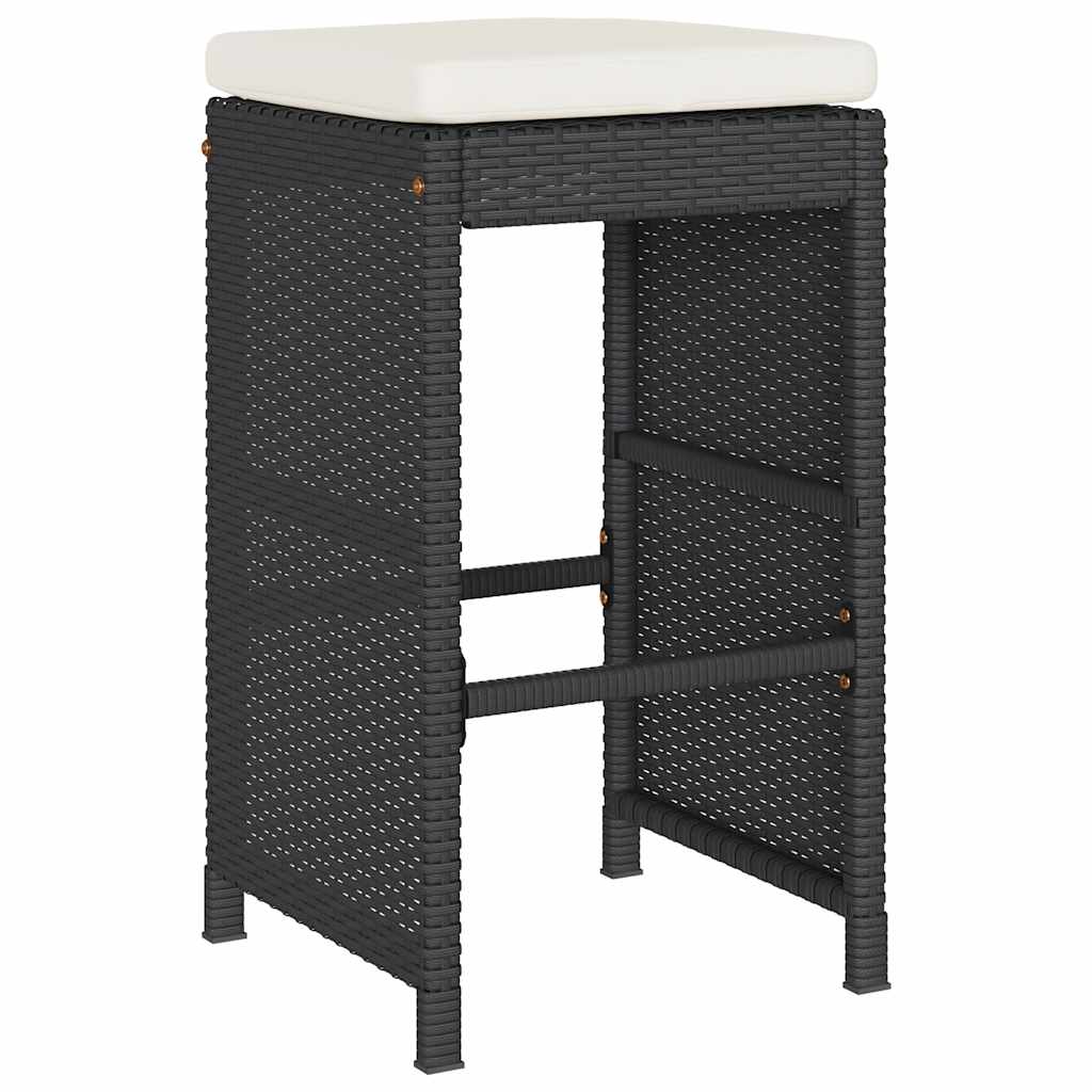 vidaXL Tuinbarkrukken 2 st met kussens poly rattan bruin