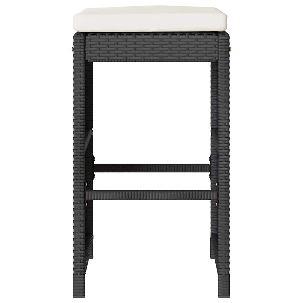 vidaXL Tuinbarkrukken 2 st met kussens poly rattan bruin