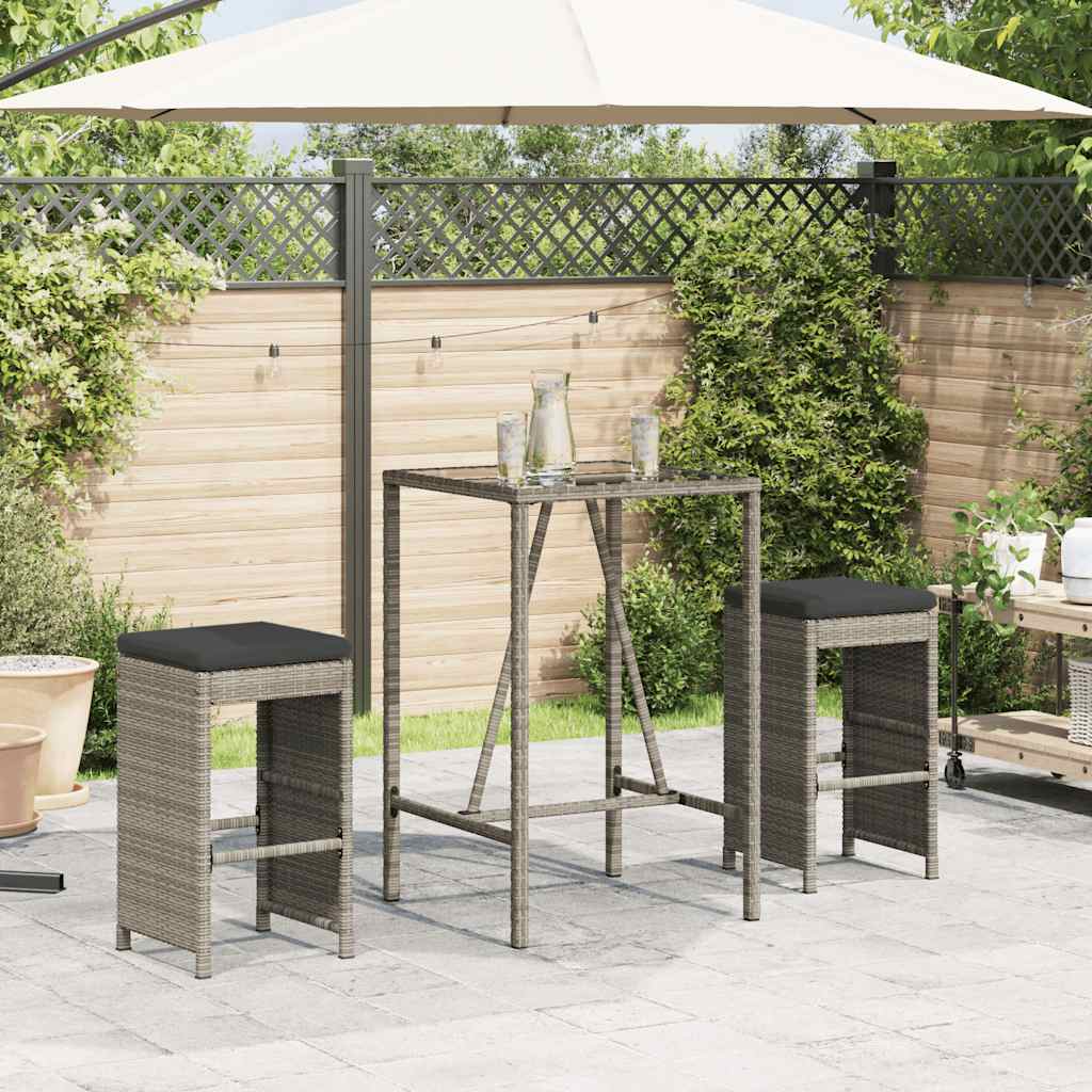 vidaXL Tuinbarkrukken 2 st met kussens poly rattan bruin