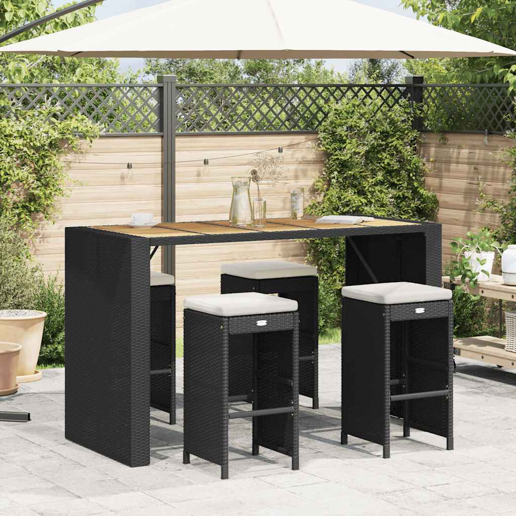 vidaXL Tuinbarkrukken 2 st met kussens poly rattan bruin