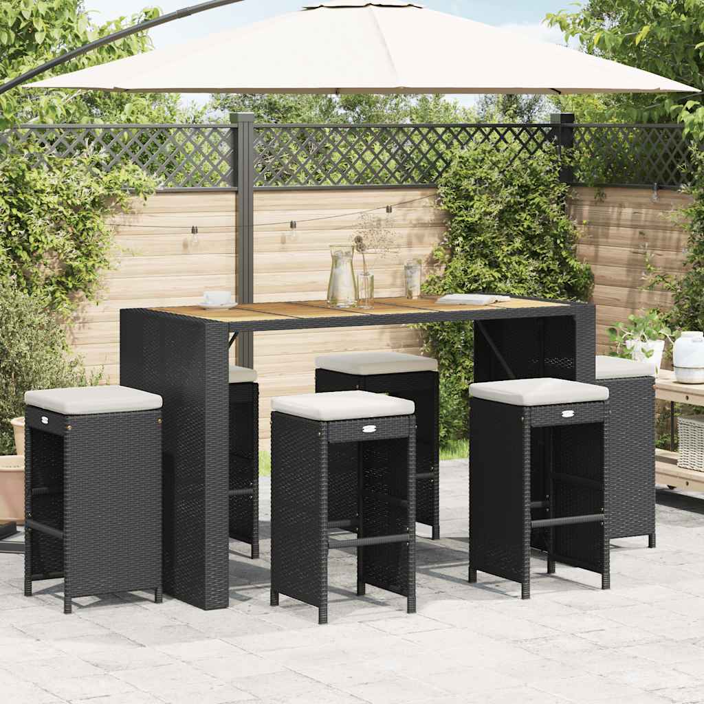 vidaXL Tuinbarkrukken 2 st met kussens poly rattan bruin