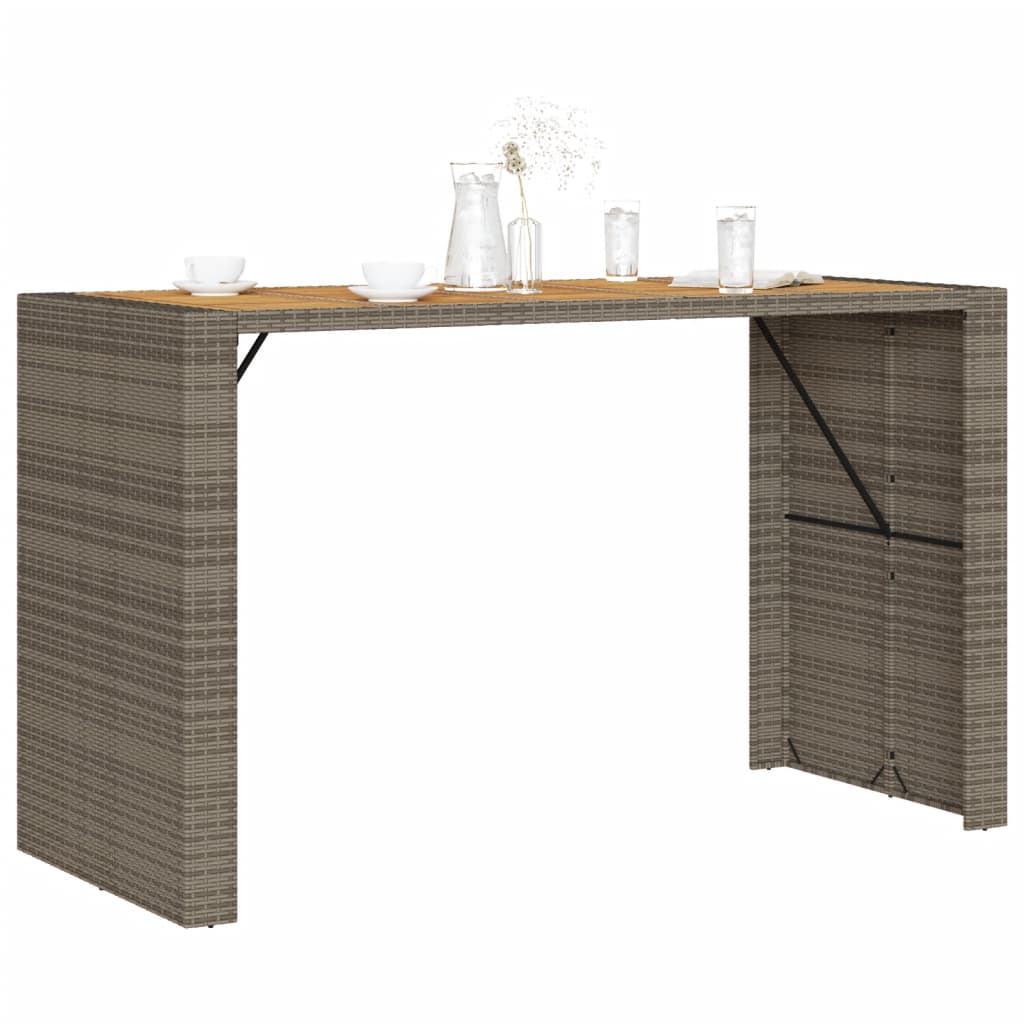 vidaXL Tuinbartafel acaciahouten blad 105x80x110 cm poly rattan zwart