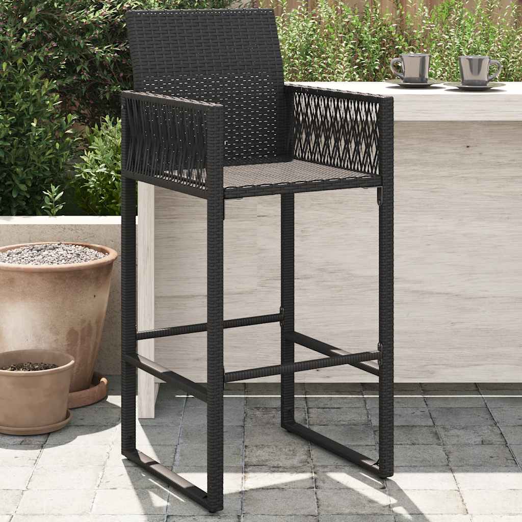 vidaXL Garden Bar Stools 2 pcs poly rattan black
