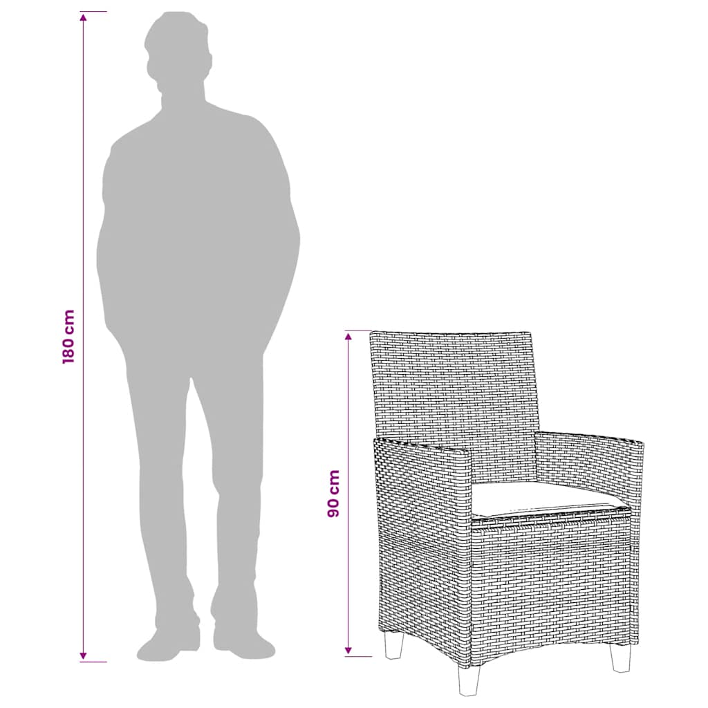 vidaXL Tuinstoelen 2 st met kussens poly rattan en massief hout zwart